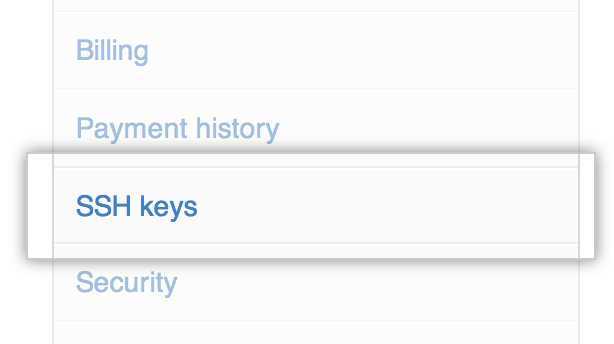 SSH Keys menu