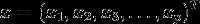 x = ( x_1, x_2, x_3, \dots, x_p )^T