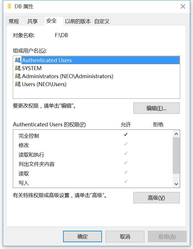 Authenticated Users用户组权限