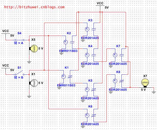 004用继电器做异或门电路1