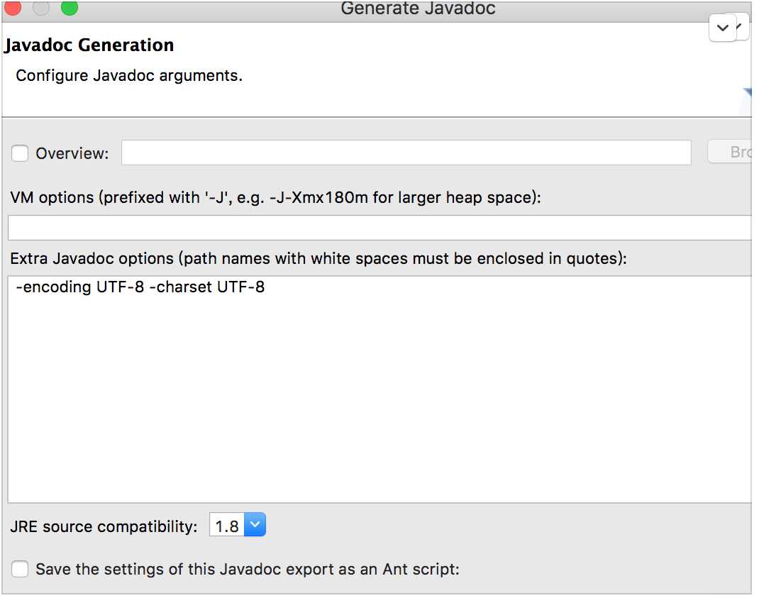 javadoc 编码设置