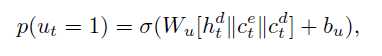 Probability of using copy mechanism