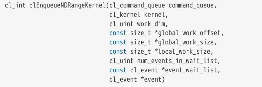 clEnqueueNDRangeKernel