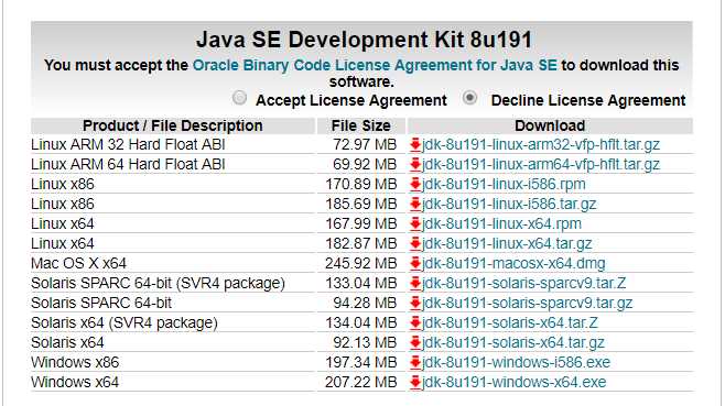 Java SE Development Kit 8u191