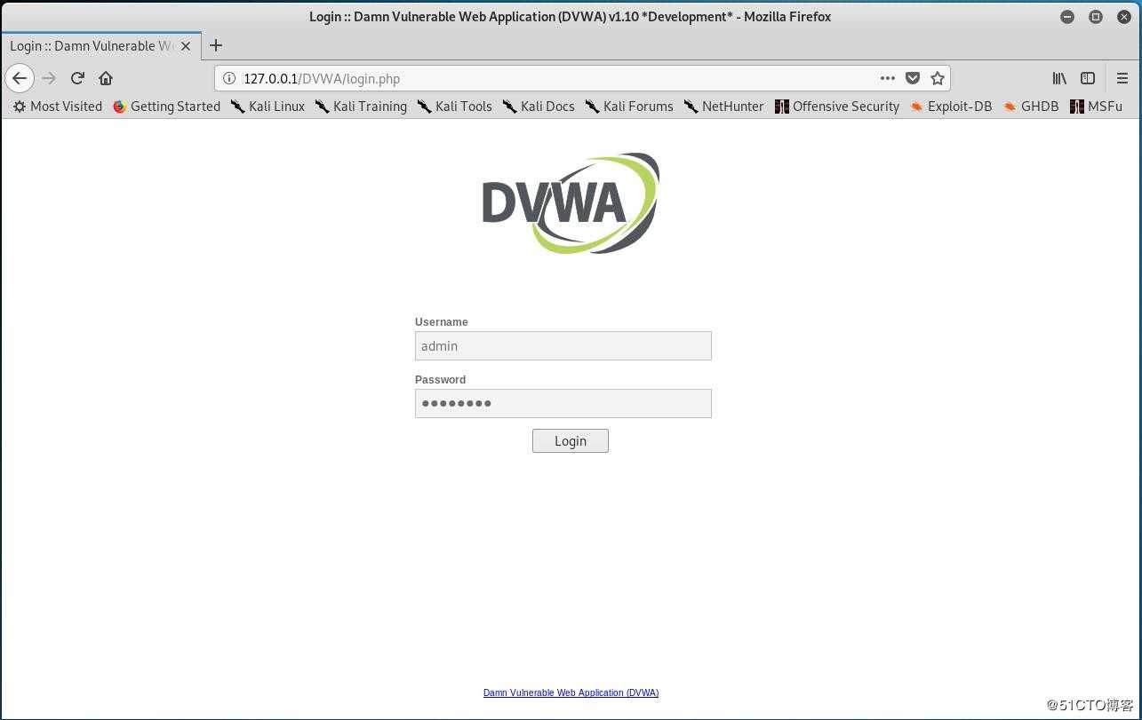 Kali Linux安装dvwa本地shentou测试环境