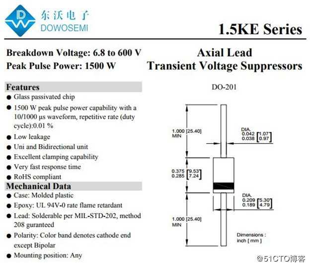 1.5KE6.8CA直插TVS二极管，为敏感电子设备保驾护航