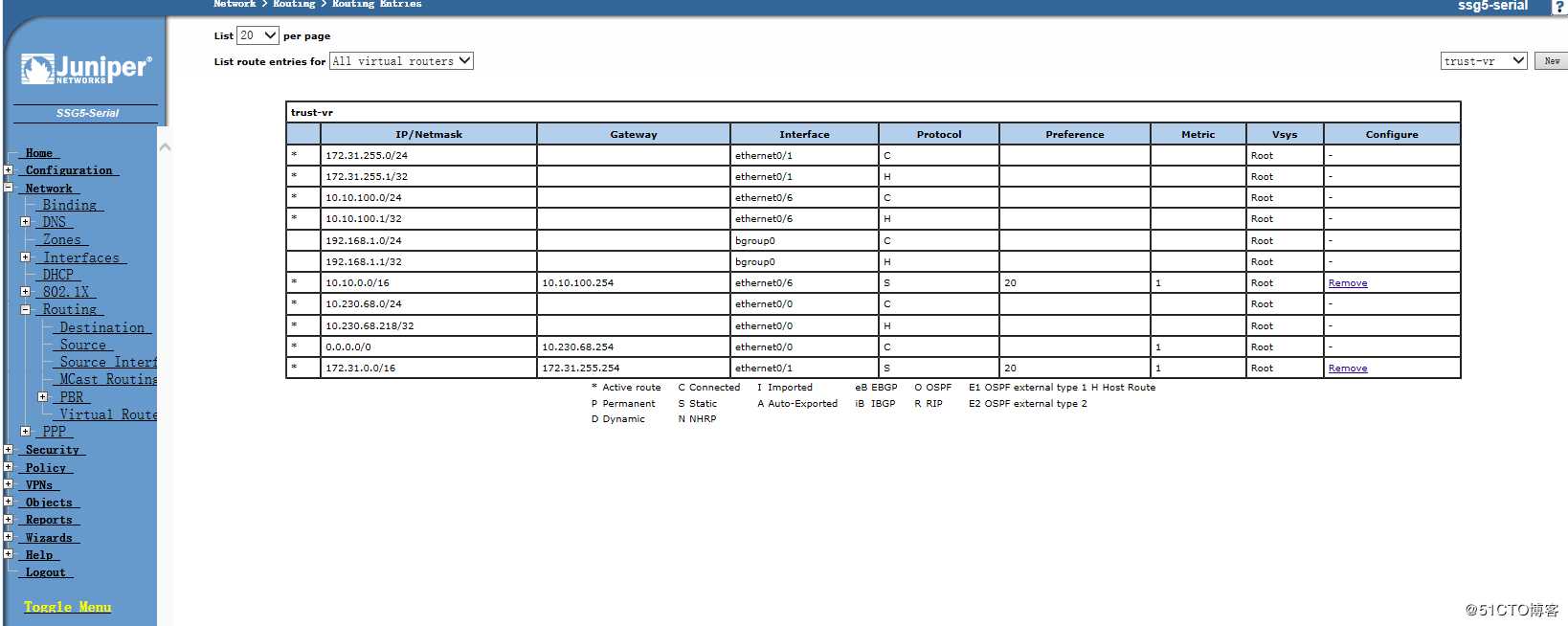 Juniper SSG5-Serial 配置