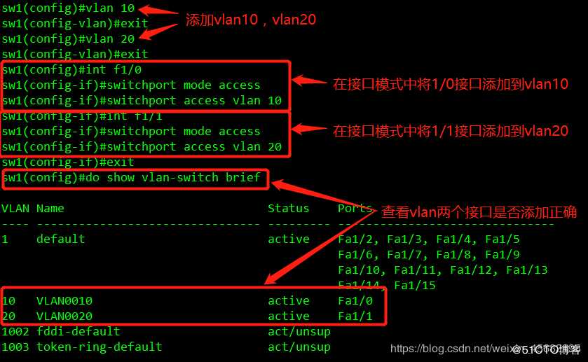 VLAN中继链路实验配置