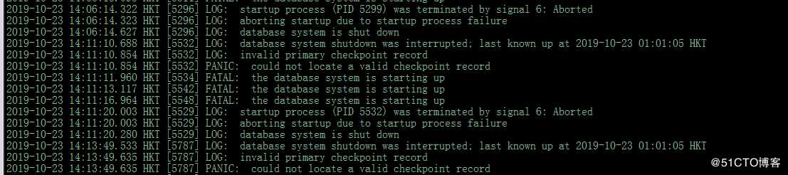 PANIC:  could not locate a valid checkpoint record