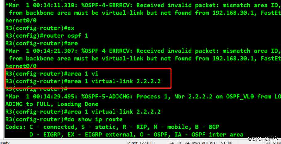 OSPF虚链路互通实验