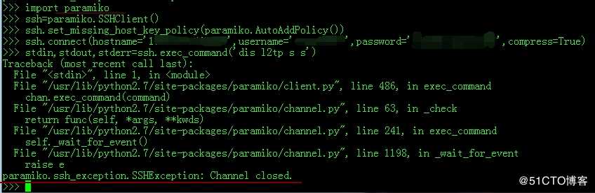 h3c设备使用paramiko模块连接（SSHException:Channel  closed）