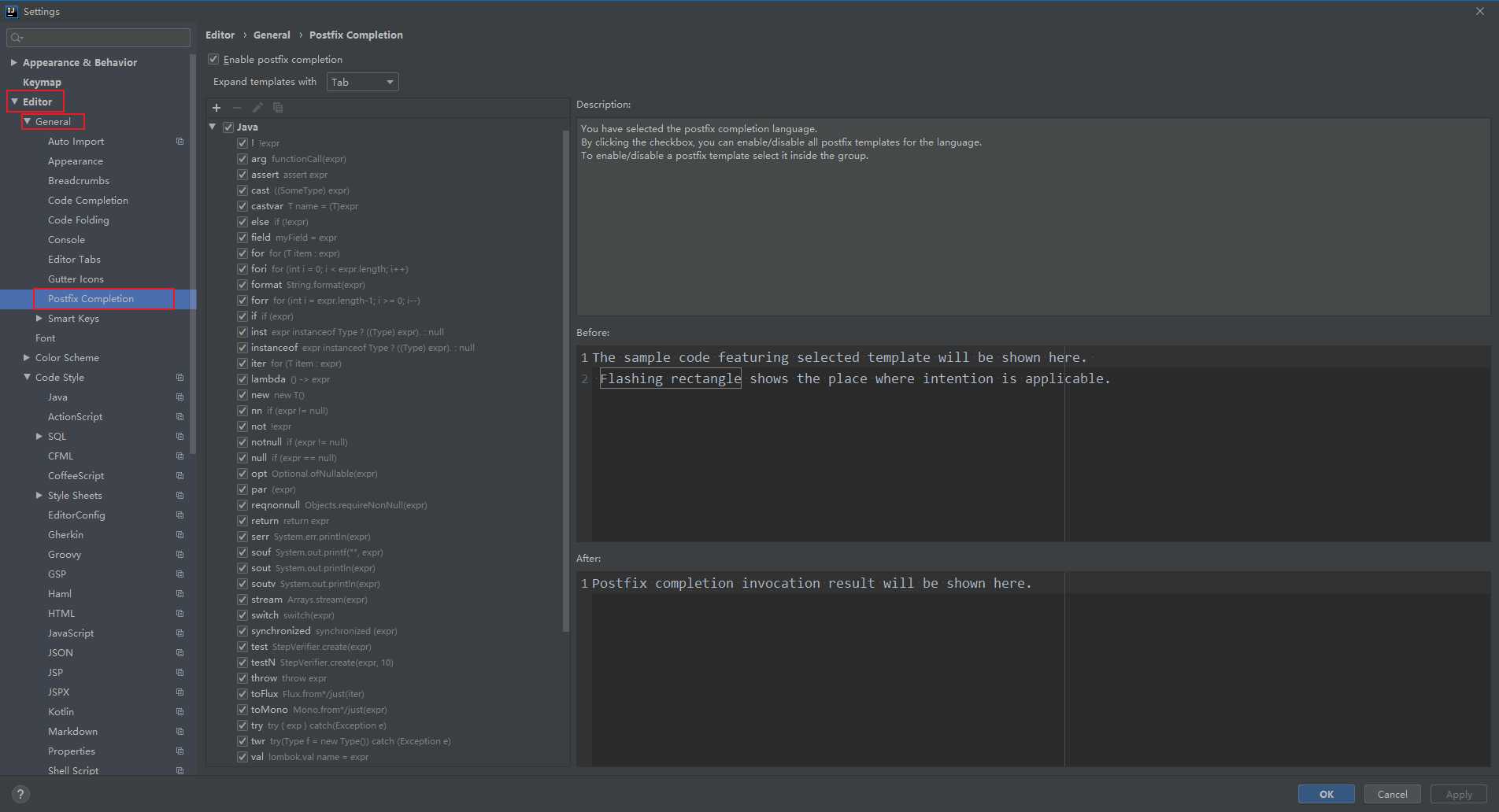 Postfix Completion