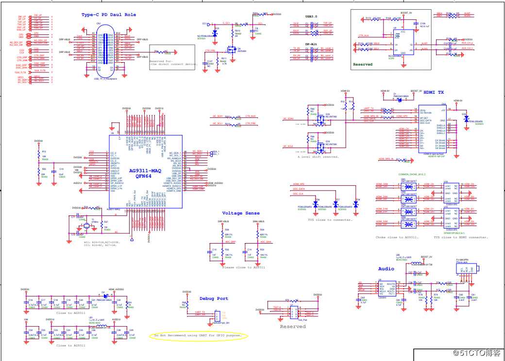 AG9311电路设计|AG9311Demo原理图|USB-C转HDMI带PD方案