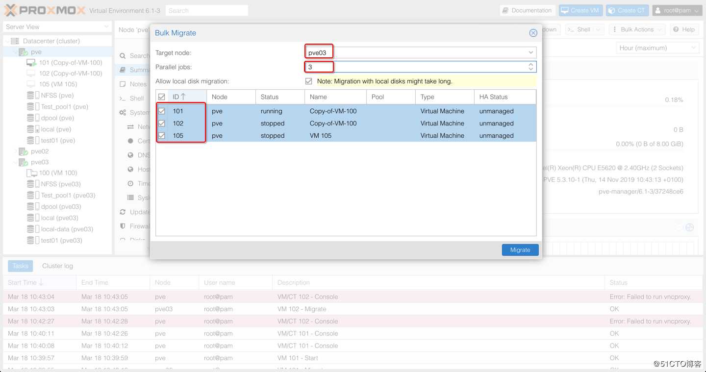 Proxmox VE 6.1从零带你了解之--虚拟机迁移(Migrate)