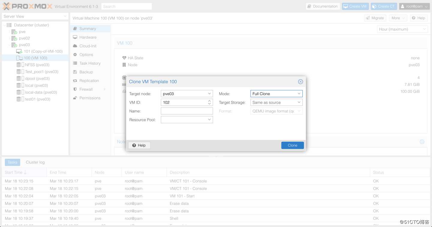 Proxmox VE 6.1从零带你了解之--虚拟机Clone