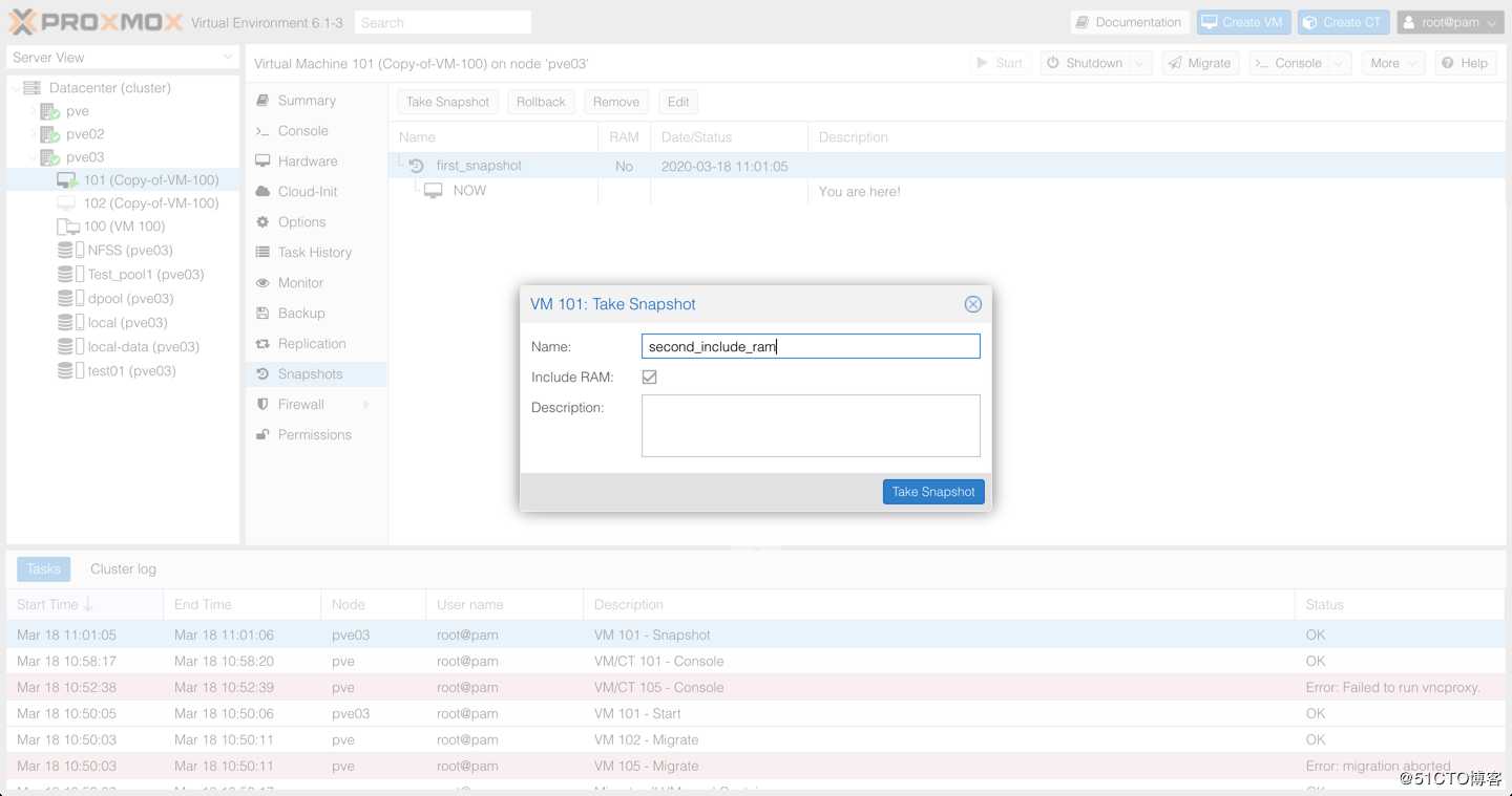 Proxmox VE 6.1从零带你了解之--虚拟机快照