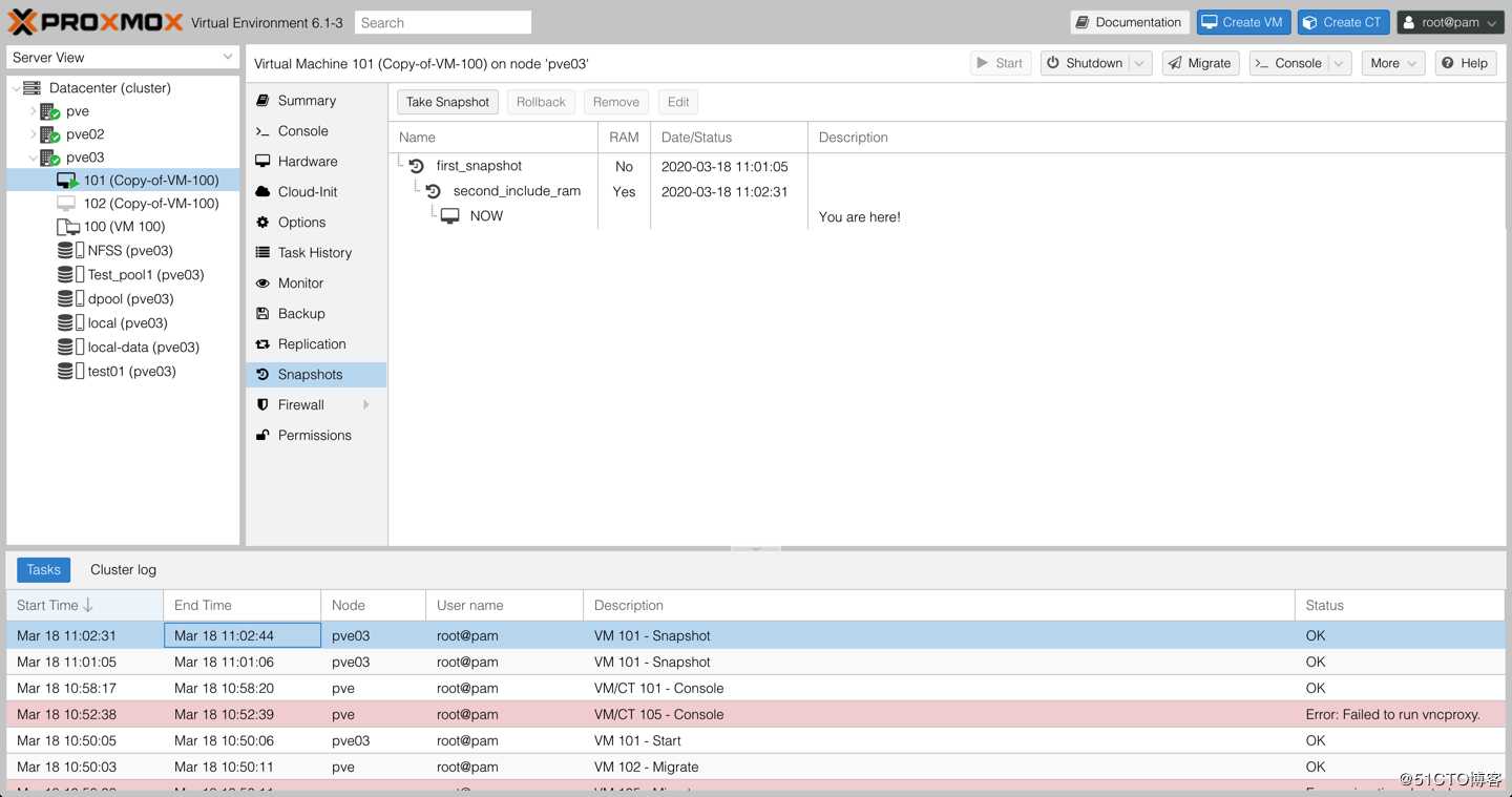 Proxmox VE 6.1从零带你了解之--虚拟机快照