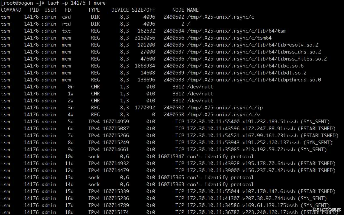 记一次机器机器被黑经历——一直发送SSH请求，kswapd0、tsm内存占用过高