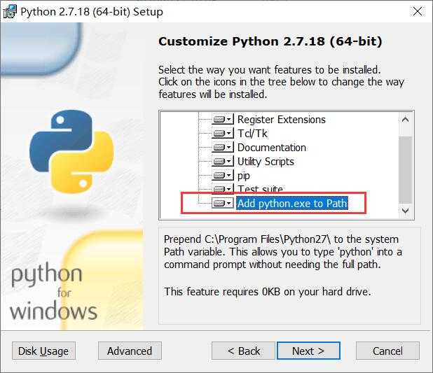 npm config set python for windows