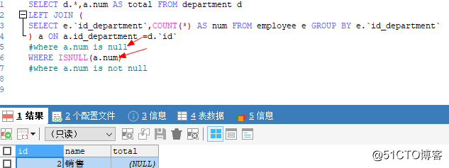 ISNULL、IS NULL、IS NOT NULL 、IFNULL()、COALESC（）区别