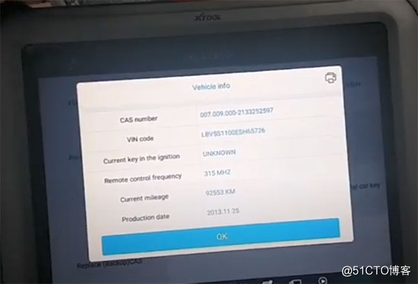 XTOOL X100 PAD3通过OBD给2014 BMW CAS4 Key编程