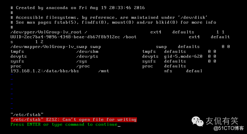 Linux系统开机自动挂载文件fstab介绍